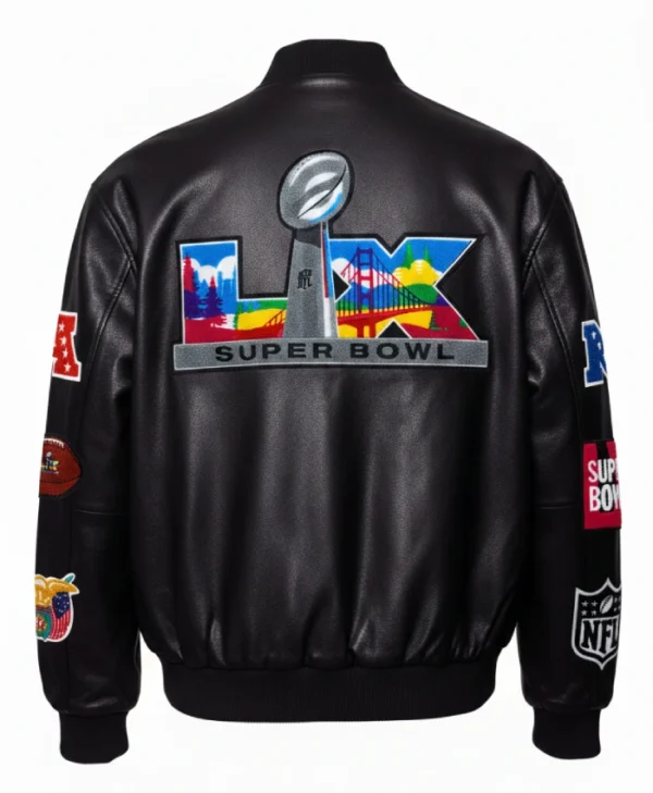 Get Super Bowl 2026 Black Vegan Leather Jacket
