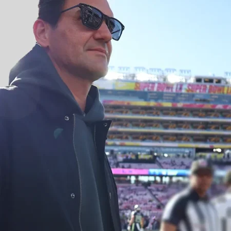Super Bowl LX 2026 Roger Federer Black Jacket