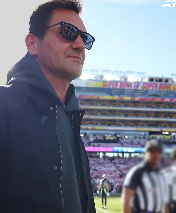 Super Bowl LX 2026 Roger Federer Black Jacket