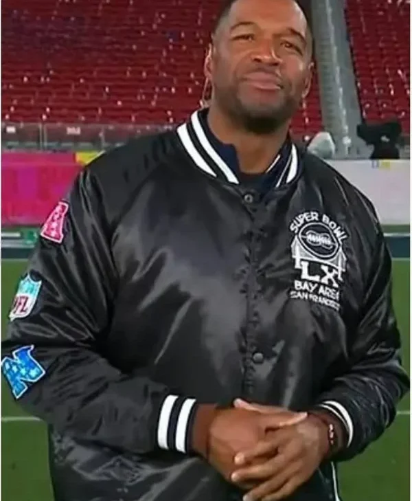 Good Morning America Michael Strahan Black Varsity Jacket