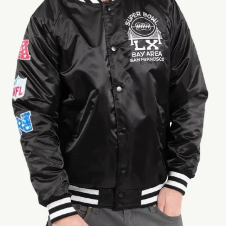 Good Morning America Michael Strahan Black Varsity Jacket front