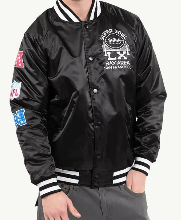 Good Morning America Michael Strahan Black Varsity Jacket front