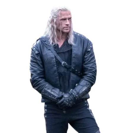 Henry Cavill The Witcher Black Leather Jacket front