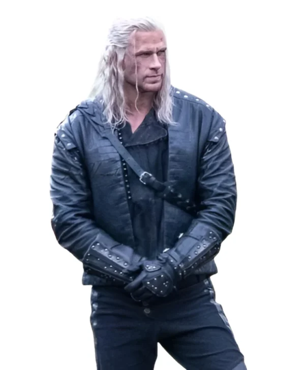 Henry Cavill The Witcher Black Leather Jacket front