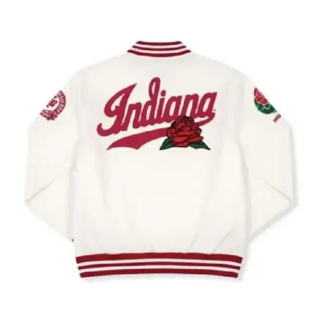 Indiana Hoosiers 2026 Rose Bowl White Varsity Jacket back