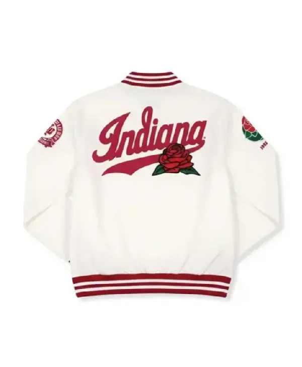 Indiana Hoosiers 2026 Rose Bowl White Varsity Jacket back