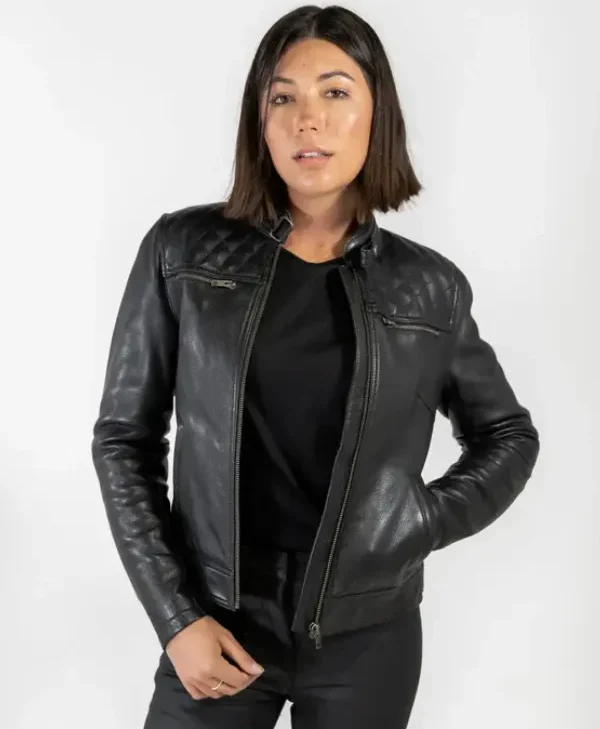 Isla Womens Leather Motorcycle Jacket