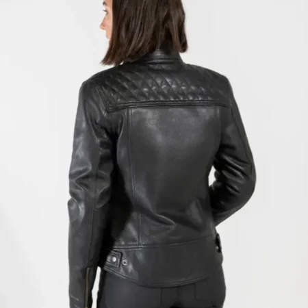 Isla Womens Leather Motorcycle Jacket back