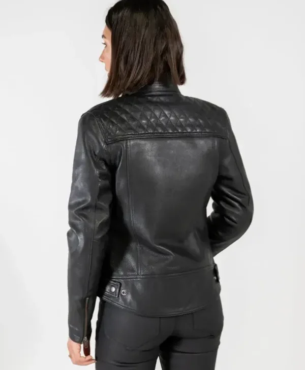 Isla Womens Leather Motorcycle Jacket back