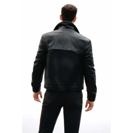 James Bond 007 First Light Black Leather Jacket back