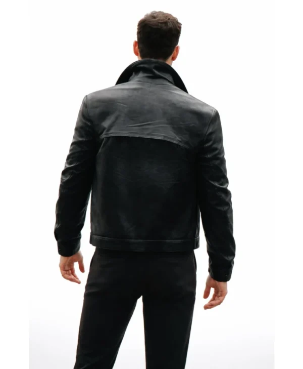 James Bond 007 First Light Black Leather Jacket back