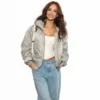 Jessica Alba Grey Bomber Jacket