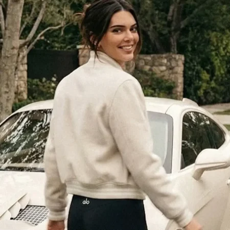 Kendall Jenner Cream Bomber Jacket