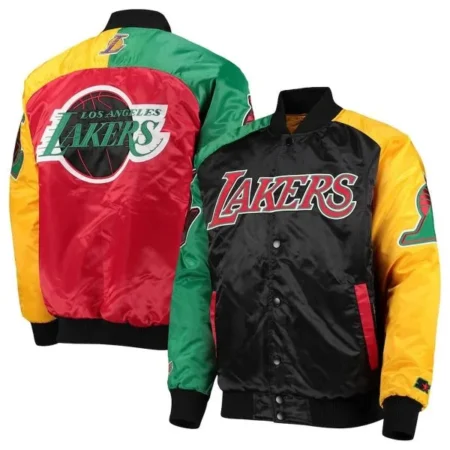 LA Lakers Ty Mopkins Varsity Satin Red and Black Jacket