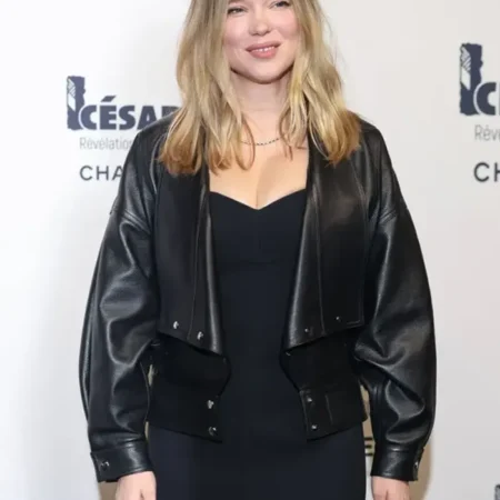 Lea Seydoux Black Leather Jacket