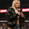 Liv Morgan Black Leather Bomber Jacket