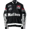 Marlboro Leather Motorcycle Racing Black Jacket