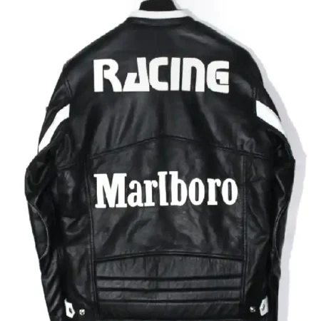 Marlboro Leather Motorcycle Racing Black Jacket for sale