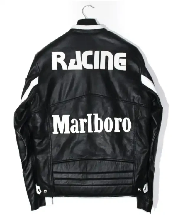 Marlboro Leather Motorcycle Racing Black Jacket for sale