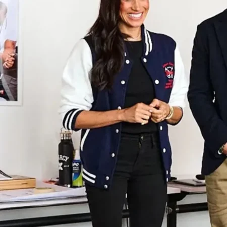 Meghan Markle Robert Clack Blue Varsity Jacket