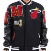 Miami Heat Mashup Logo Black Varsity Jacket