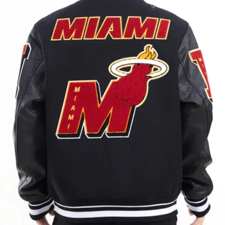 Miami Heat Mashup Logo Black Varsity Jacket for sale