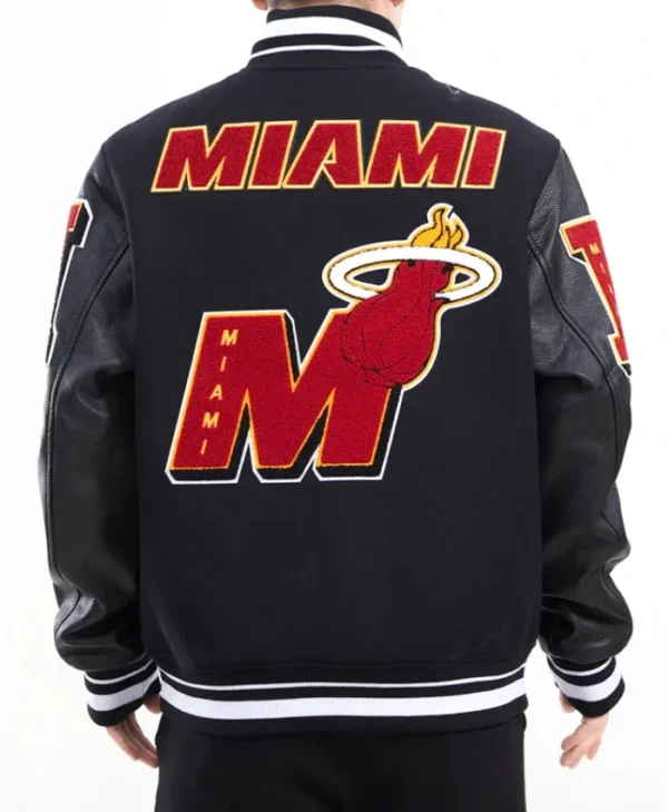 Miami Heat Mashup Logo Black Varsity Jacket for sale