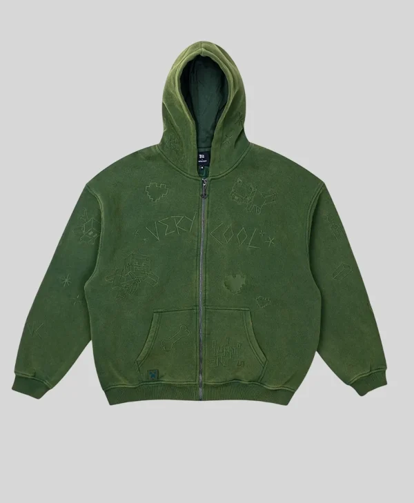 Minecraft Sketch Green Hoodie