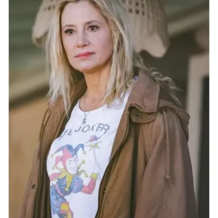 Mira Sorvino Signing Tony Raymond Leather Jacket