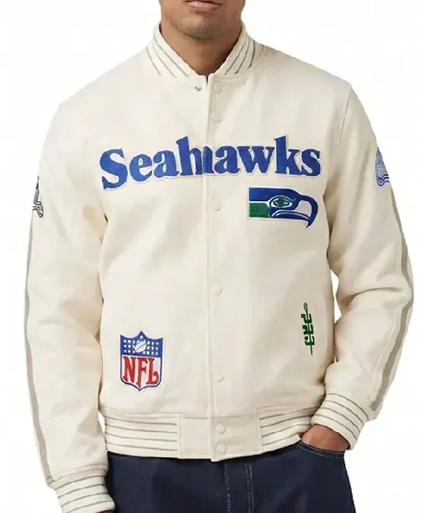 NFL Seattle Seahawks 2026 Cream Varsity Jacket