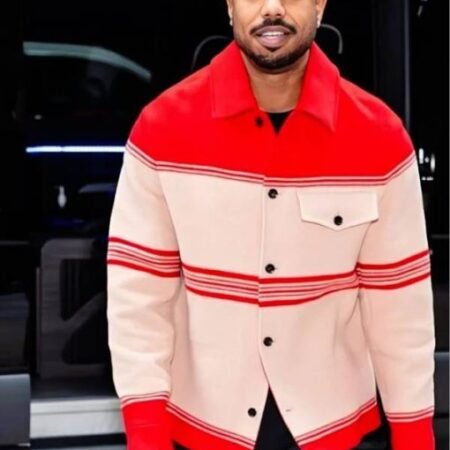 NYC 2026 Michael B. Jordan Striped Wool Jacket