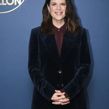 Neve Campbell Blue Velvet Blazer