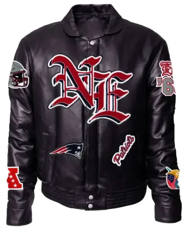 New England Patriots Black Leather Jacket