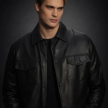 Nicholas Galitzine leather jacket