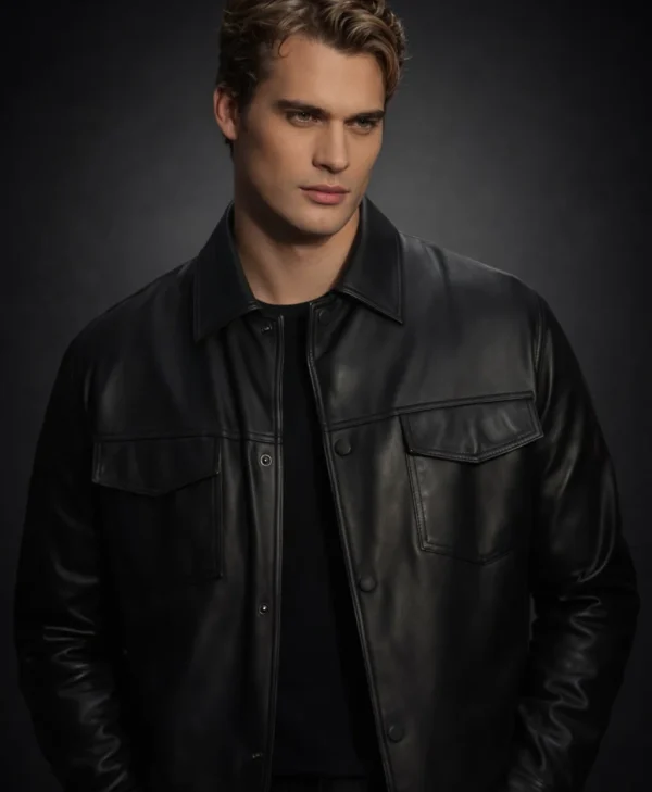 Nicholas Galitzine leather jacket