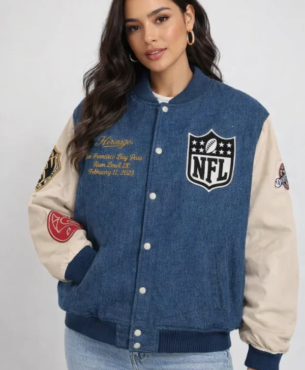 Nostalgia Origins Home Super Bowl LX Turf blue Varsity Jacket