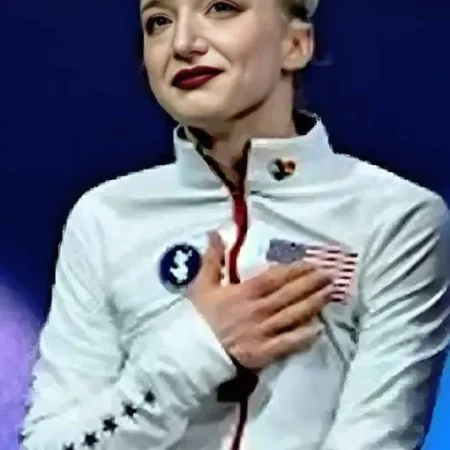 Olympics 2026 Amber Glenn white jacket