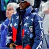 Olympics 2026 Snoop Dogg Speed Skating Puffer blue and Red Jacket