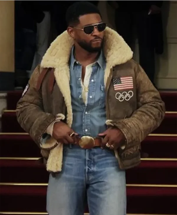 Olympics 2026 Usher Shearling Leather Jacket for sale