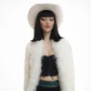 One Piece S02 Miss Valentine Cream Fur Long offwhite Coat