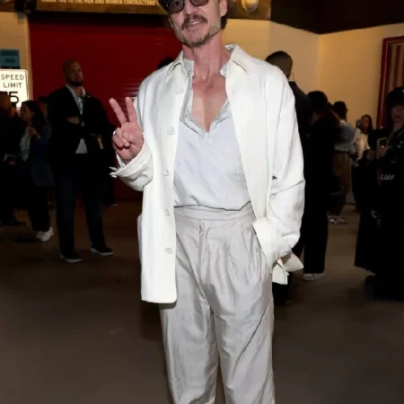 Pedro Pascal Super Bowl LX 2026 White Jacket