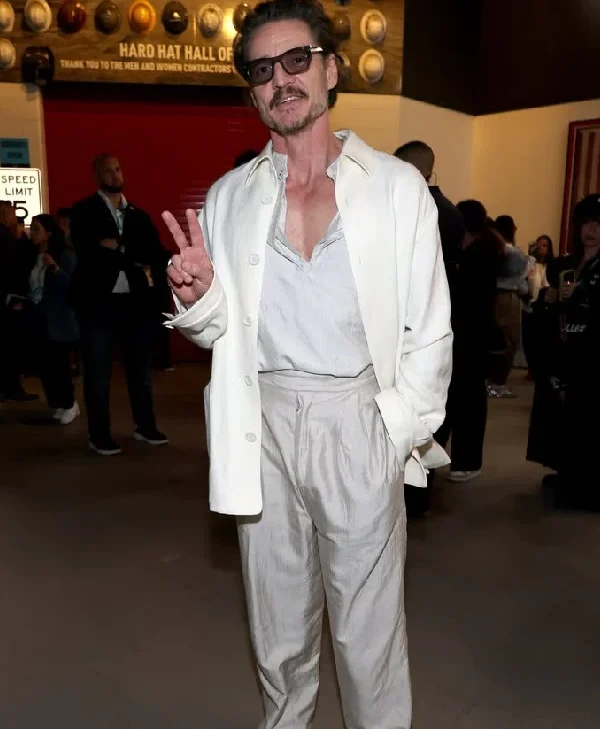 Pedro Pascal Super Bowl LX 2026 White Jacket