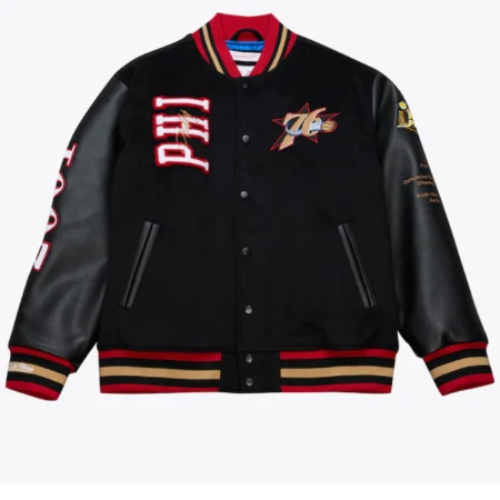 Philadelphia 76ers Black Hardwood Classics 76 Jacket