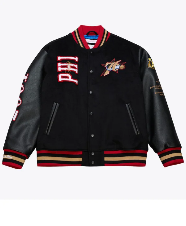 Philadelphia 76ers Black Hardwood Classics 76 Jacket