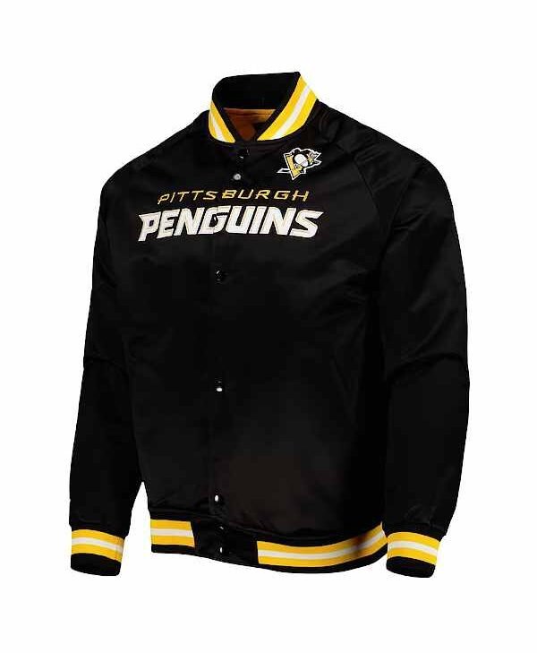 Pittsburgh Penguins Black Satin Varsity Jacket