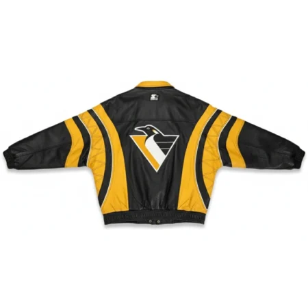Pittsburgh Penguins Vintage Leather Jacket back