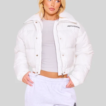 Pretty Little Thing White Cropped Puffer Jacket