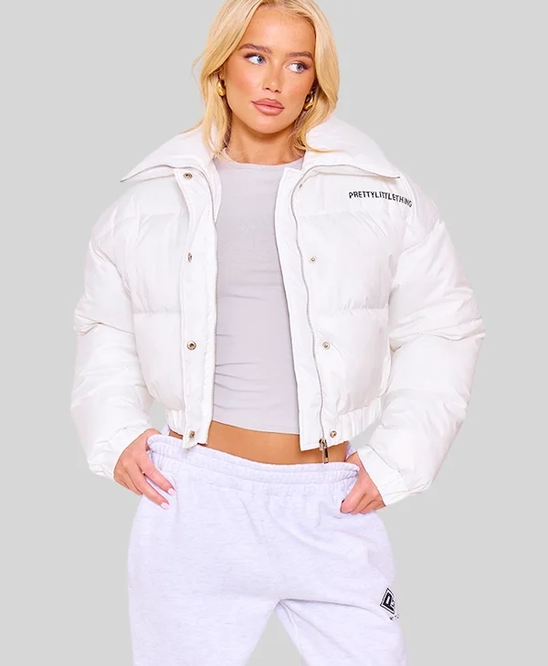 Pretty Little Thing White Cropped Puffer Jacket