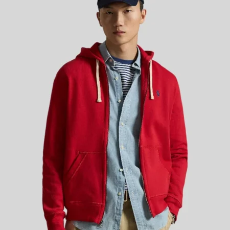 Red Polo Ralph Lauren Classic Full Front Zip Fleece Hoodie