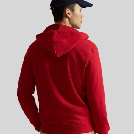 Red Polo Ralph Lauren Classic Full Front Zip Fleece Hoodie back
